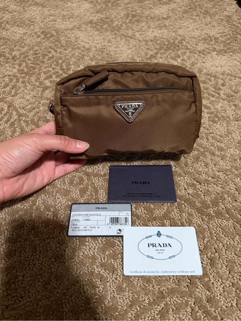 Authentic Prada Brown Nylon Pouch
